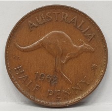 AUSTRALIA 1962 . HALF 1/2 PENNY . ERROR . METAL FLAWS IN DATE